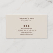 Terracotta Minimalist Hair Stylist Business Card Visitenkarte (Rückseite)