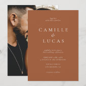 Terracotta Minimalist Photo Wedding Invitation Einladung (Vorne/Hinten)