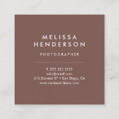 Terracotta Minimalist Professional Modern Quadratische Visitenkarte (Rückseite)