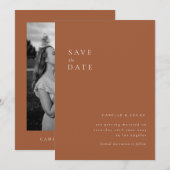 Terracotta Minimalist Text and Photo Save the date Einladung (Vorne/Hinten)