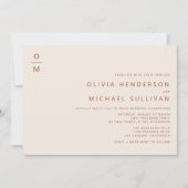 Terracotta Minimalist Typografy Monogram Wedding Einladung (Vorderseite)