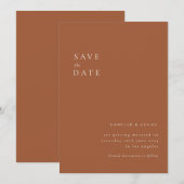 Terracotta Minimalist Wedding Save the date Einladung (Vorne/Hinten)