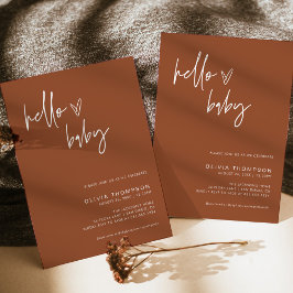 Terracotta Minimalistisch Babydusche | Gender Neut Einladung