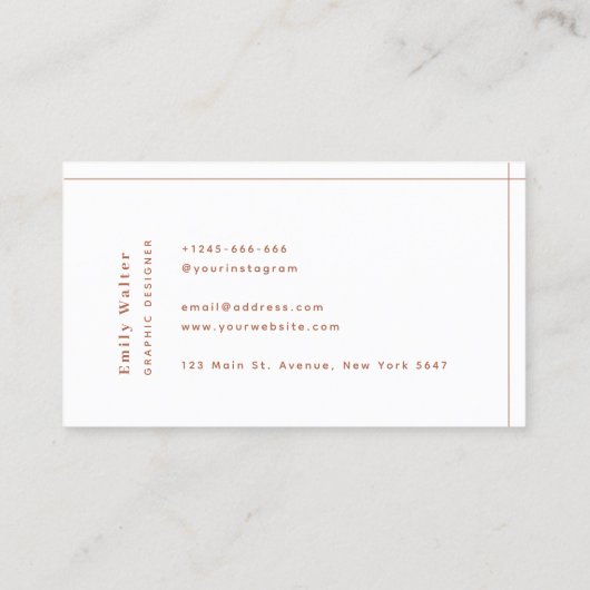 Terracotta Minimalistisch Beruflich Visitenkarte (Rückseite)