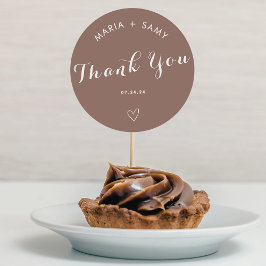 Terracotta minimalistisch bohemian Vielen Dank für Runder Aufkleber