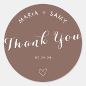 Terracotta minimalistisch bohemian Vielen Dank für Runder Aufkleber (Vorderseite)