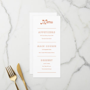 Terracotta Minimalistisch Boho Chic Menu Menükarte