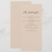 Terracotta Minimalistisch Boho Elegante Menükarte (Vorne/Hinten)