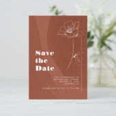 Terracotta Minimalistisch Boho Floral Save the Dat Date (Stehend Vorderseite)