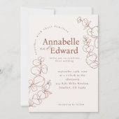 Terracotta Minimalistisch Botanische Hochzeit Einladung (Vorderseite)