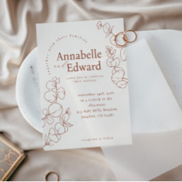 Terracotta Minimalistisch Botanische Hochzeit Einladung