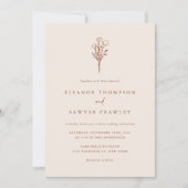 Terracotta Minimalistisch Bouquet QR Code Wedding Einladung (Vorderseite)
