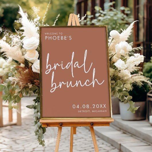 Terracotta Minimalistisch Bridal Brunch Willkommen Poster
