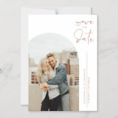 Terracotta Minimalistisch Calligraphy Save the Dat Magneteinladung (Vorderseite)