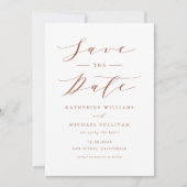 Terracotta Minimalistisch Dainty Script Wedding Save The Date (Vorderseite)