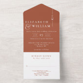 Terracotta Minimalistisch Elegante Monogram Weddin All In One Einladung (Innen Boden)