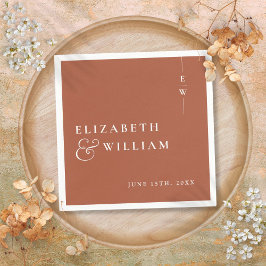 Terracotta Minimalistisch Elegante Monogram Weddin Serviette