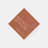 Terracotta Minimalistisch Elegante Monogram Weddin Serviette (Ecke)