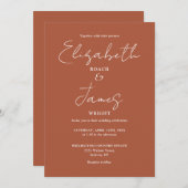 Terracotta Minimalistisch Elegante QR Code Wedding Einladung (Vorne/Hinten)