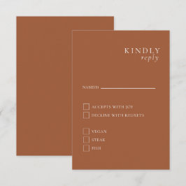 Terracotta Minimalistisch Elegante RSVP Karte