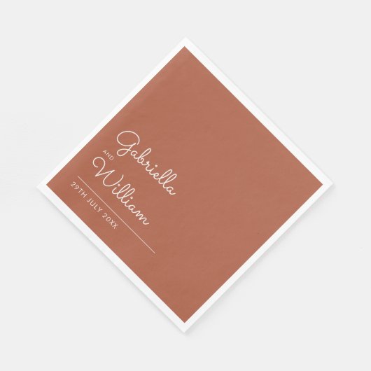Terracotta Minimalistisch Elegante Script Serviette (Ecke)