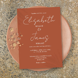 Terracotta Minimalistisch Elegante Script Wedding Einladung