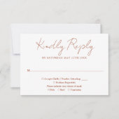 Terracotta Minimalistisch Elegante Script Wedding RSVP Karte (Vorderseite)