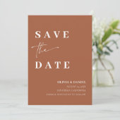 Terracotta Minimalistisch Elegantes Foto Save the  Einladung (Stehend Vorderseite)