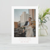 Terracotta Minimalistisch Elegantes Foto Save the  Einladung (Stehend Vorderseite)