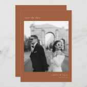 Terracotta Minimalistisch Elegantes Foto Save the  Einladung (Vorne/Hinten)