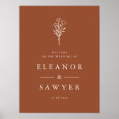 Terracotta Minimalistisch Floral Bouquet Wedding P Poster (Vorne)