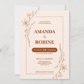 Terracotta Minimalistisch Hochzeit Einladung (Vorderseite)