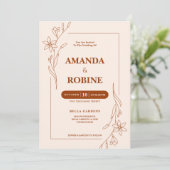 Terracotta Minimalistisch Hochzeit Einladung (Stehend Vorderseite)