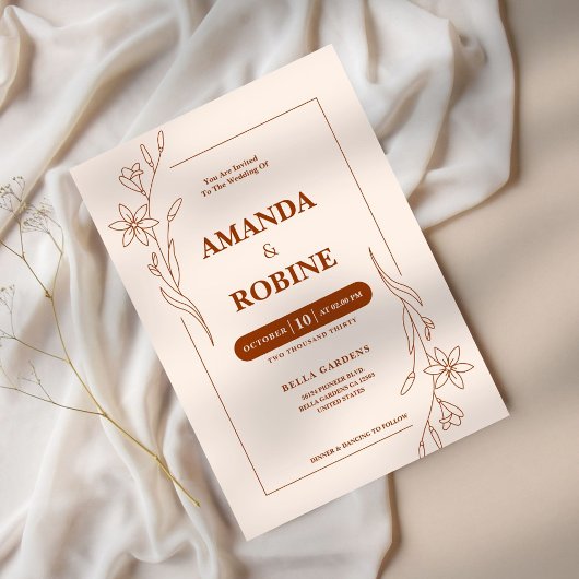 Terracotta Minimalistisch Hochzeit Einladung