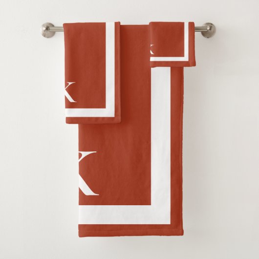 Terracotta Minimalistisch Mit Monogramm Luxus Well Badhandtuch Set (Insitu)