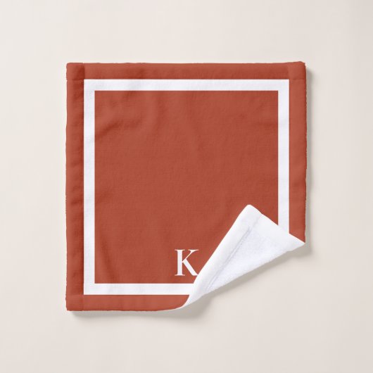 Terracotta Minimalistisch Mit Monogramm Luxus Well Badhandtuch Set (Waschlappen)