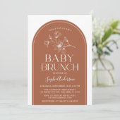 Terracotta Minimalistisch Modern Arch Baby Brunch Einladung (Stehend Vorderseite)