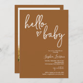 Terracotta Minimalistisch Modern Boho Babydusche Einladung (Vorne/Hinten)