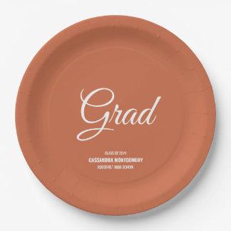 Terracotta Minimalistisch Modern Graduation Party Pappteller