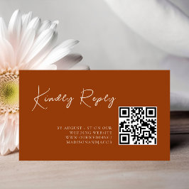 Terracotta Minimalistisch Modern QR CODE Wedding R Begleitkarte