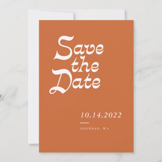 Terracotta Minimalistisch Modern Save the Date Einladung (Vorderseite)