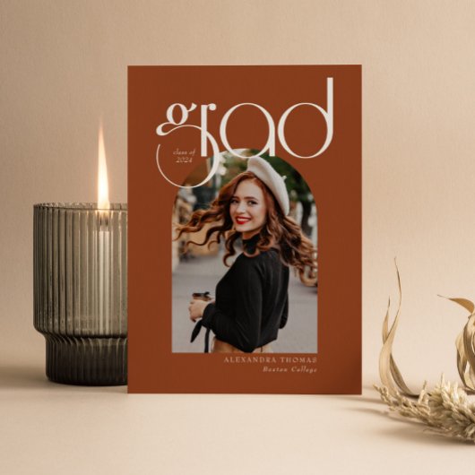 Terracotta Minimalistisch Moderne 5 Arkaden Abschl Einladung