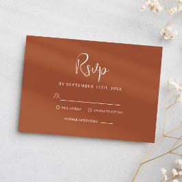 Terracotta Minimalistisch Moderne Kunst, Dichtung RSVP Karte