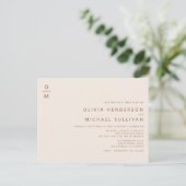 Terracotta Minimalistisch Monogram QR Code Wedding Einladungspostkarte (Stehend Vorderseite)