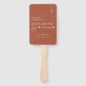 Terracotta Minimalistisch Monogram Wedding Program Fächer (Vorderseite)