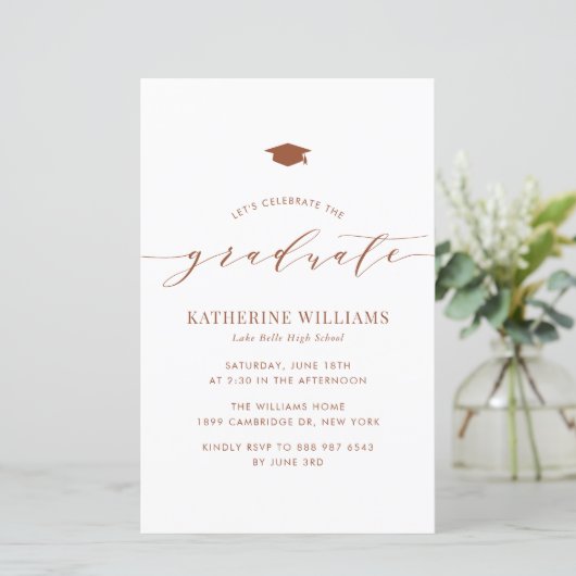 Terracotta Minimalistisch Script Abschluss Einladu (Stehend Vorderseite)