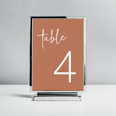 Terracotta Minimalistisch Script Brautparty Flat Tischnummer