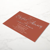 Terracotta Minimalistisch Script Brautparty Silver Folieneinladung (Gedreht)