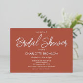 Terracotta Minimalistisch Script Brautparty Silver Folieneinladung (Stehend vorne)