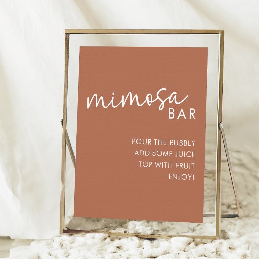 Terracotta Minimalistisch Script Dusche Mimosa Bar Poster